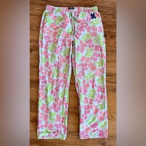 Psycho Bunny Poplin Mens XL Glacier Blue Pink Green Lounge PJ Pants Inseam: 31”
